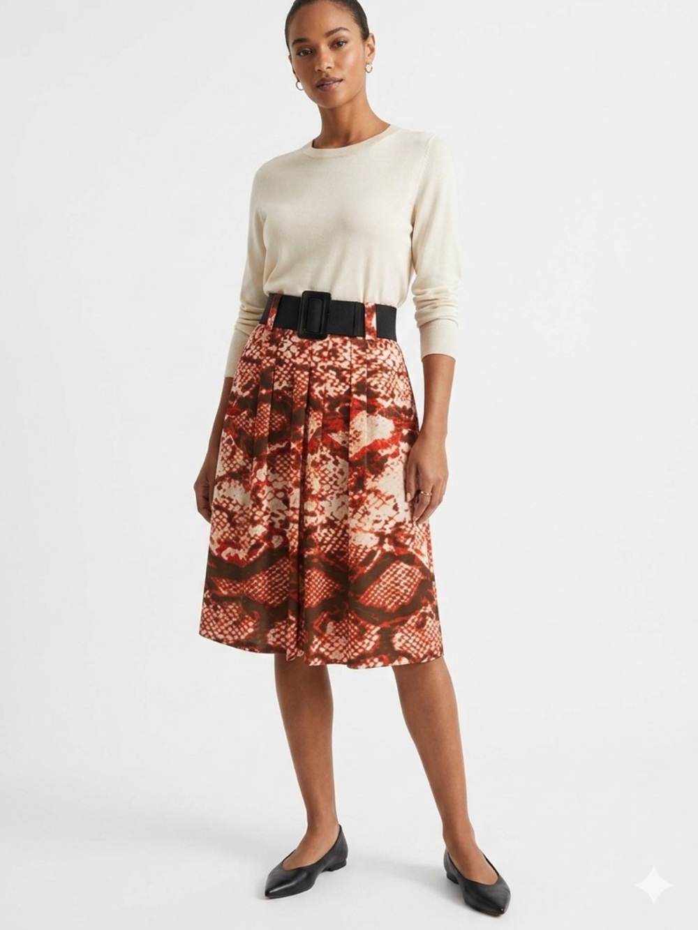 Coral Combo A-Line Snake Print Skirt